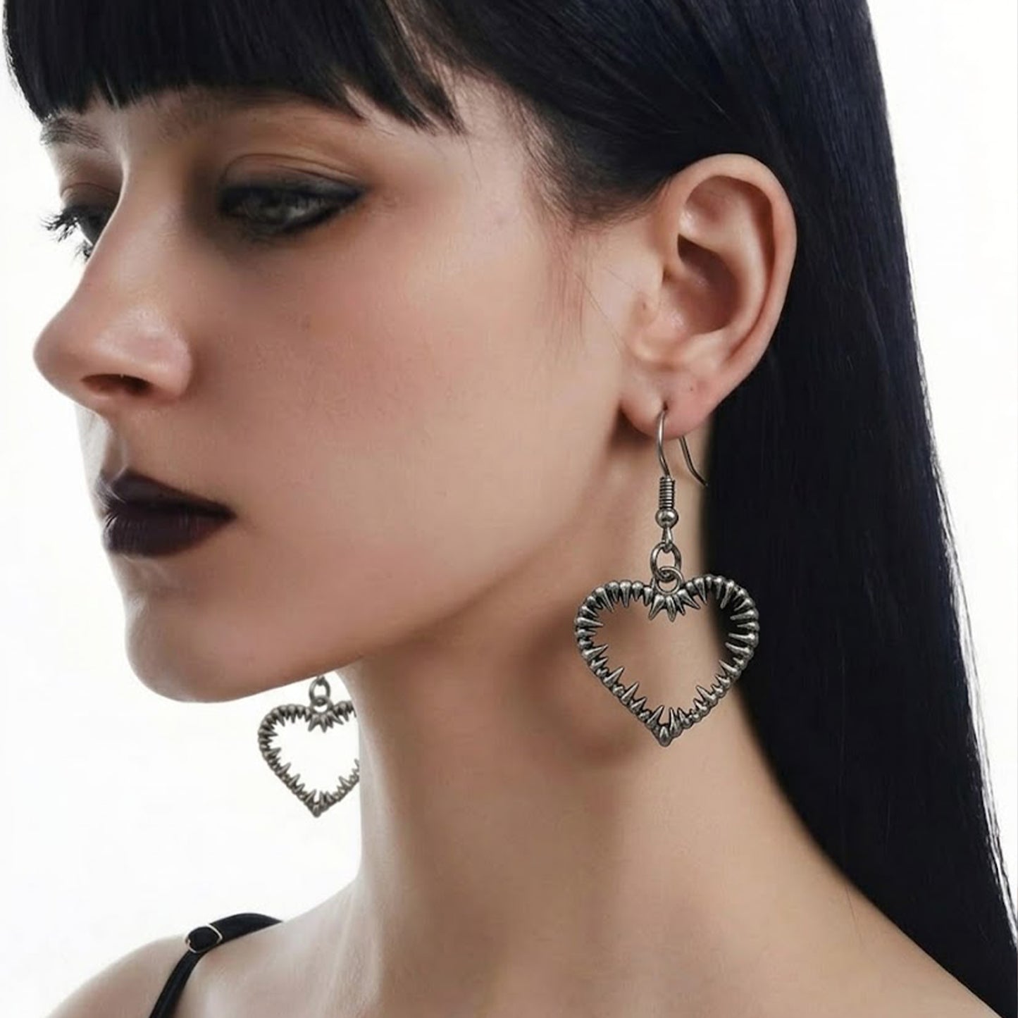 Spiked Heart Dangle Earrings
