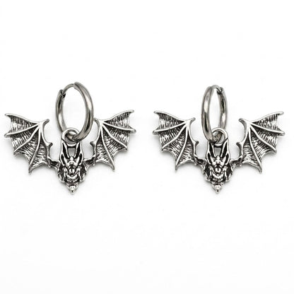 Gothic Bat Hoop Earrings