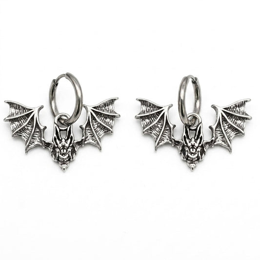 Gothic Bat Hoop Earrings