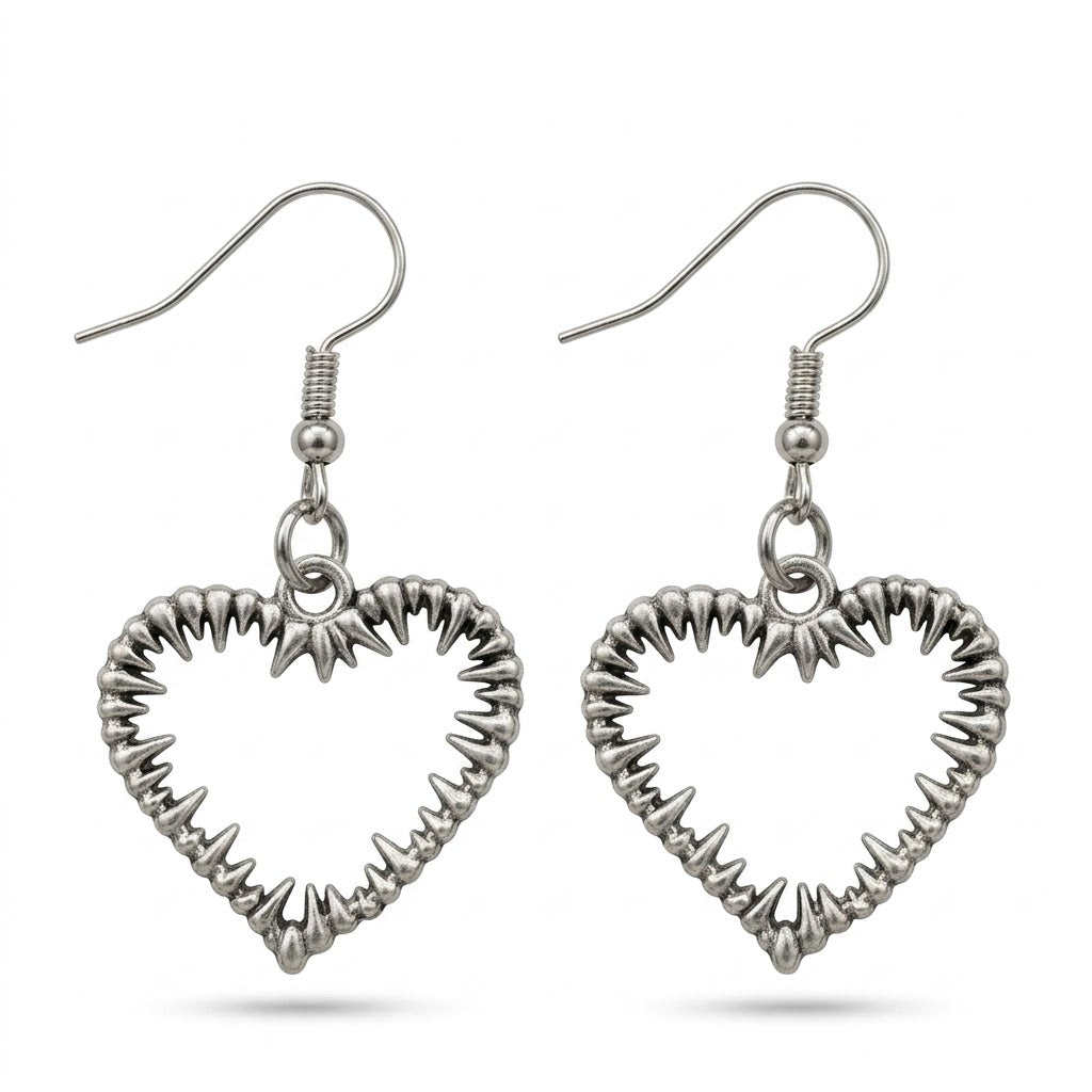Spiked Heart Dangle Earrings