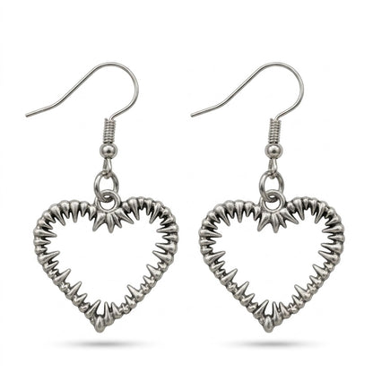 Spiked Heart Dangle Earrings
