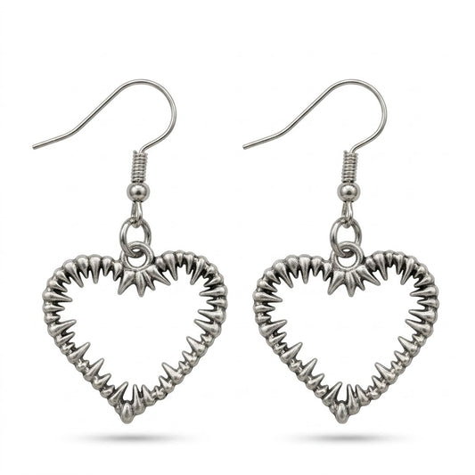 Spiked Heart Dangle Earrings