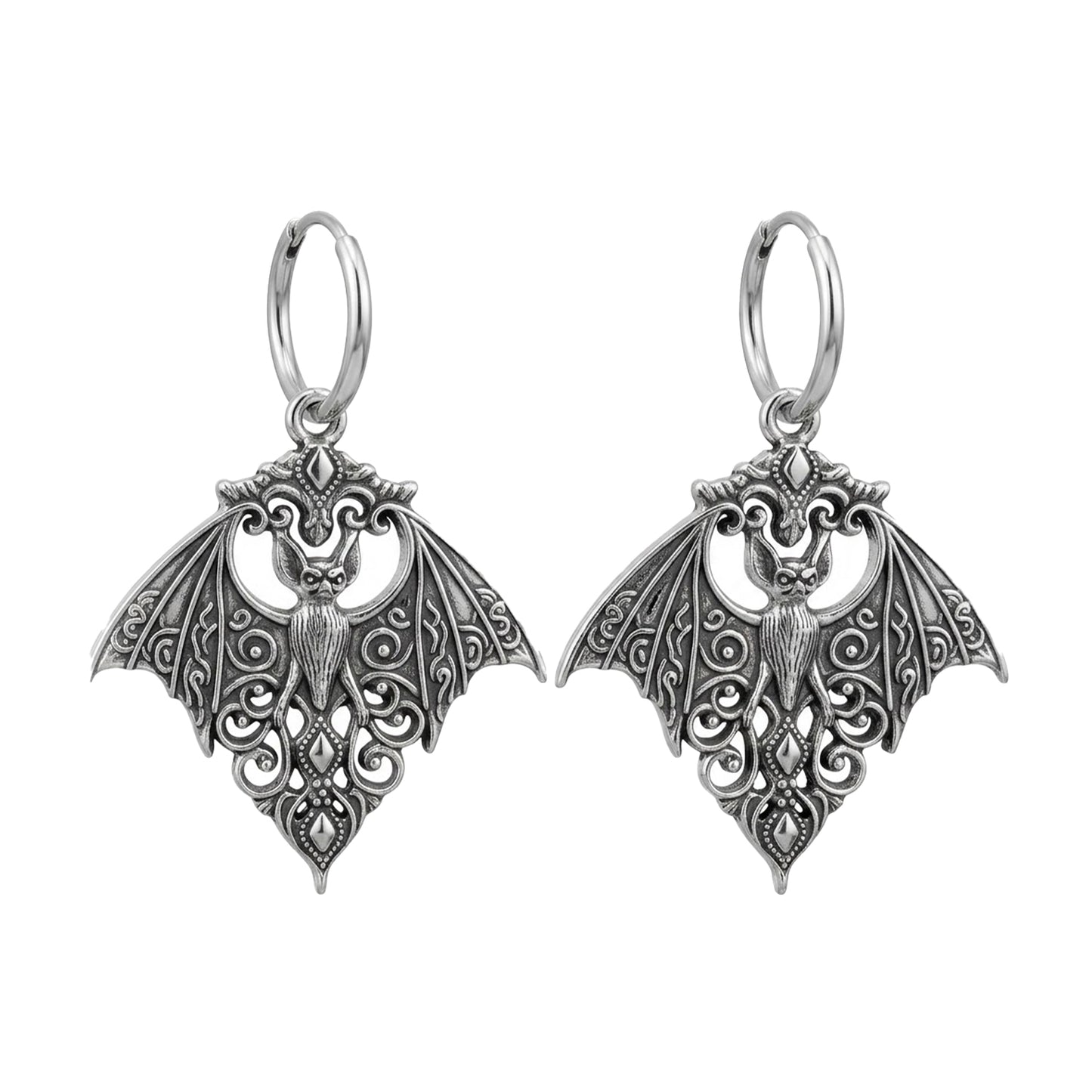 Gothic Bat Hoop Earrings