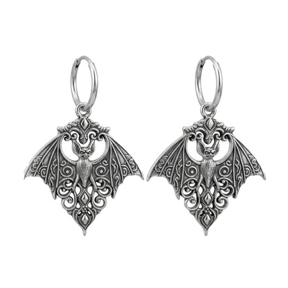 Gothic Bat Hoop Earrings