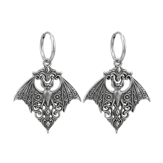 Gothic Bat Hoop Earrings
