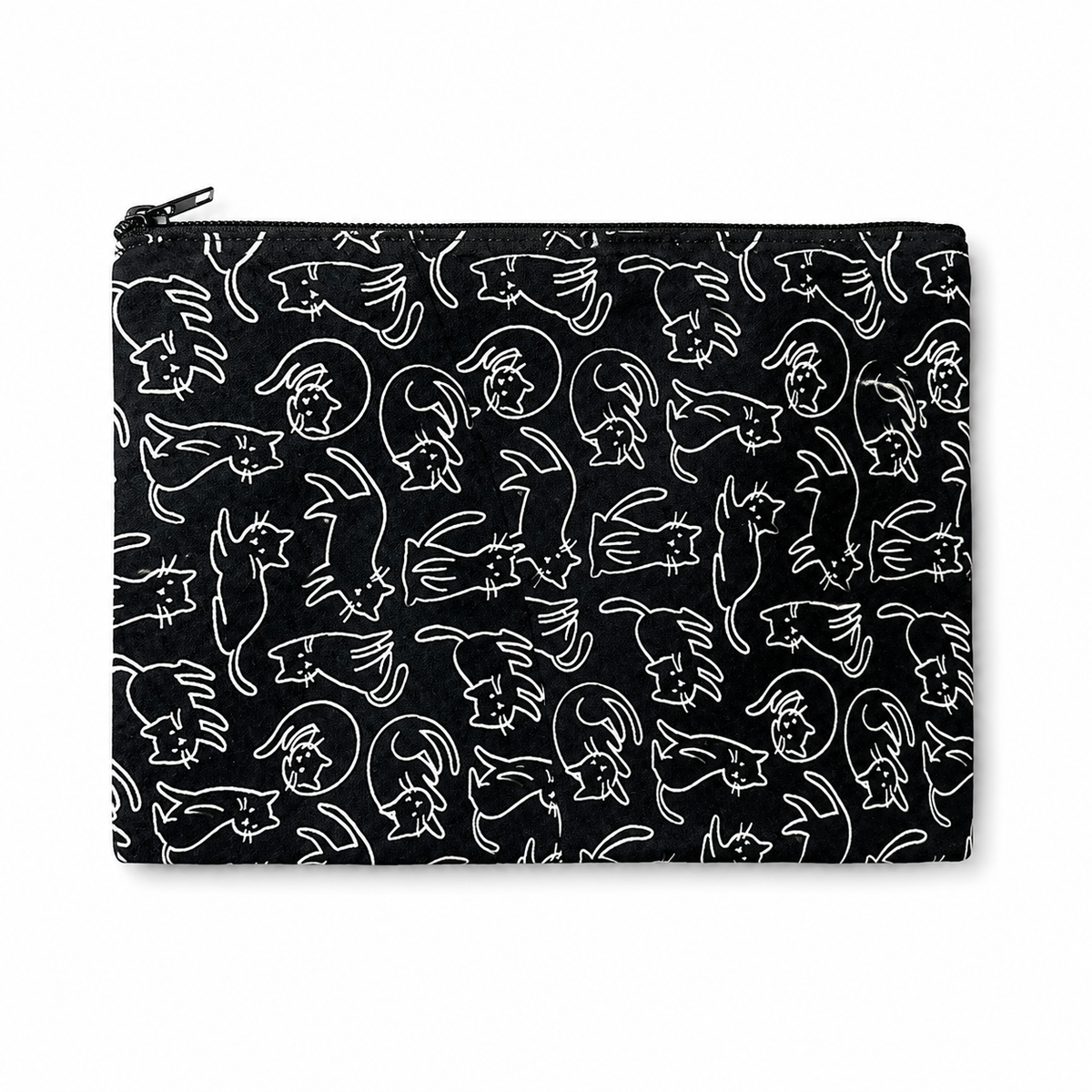 Whimsical Black & White Cat Pattern Zipper Pouch
