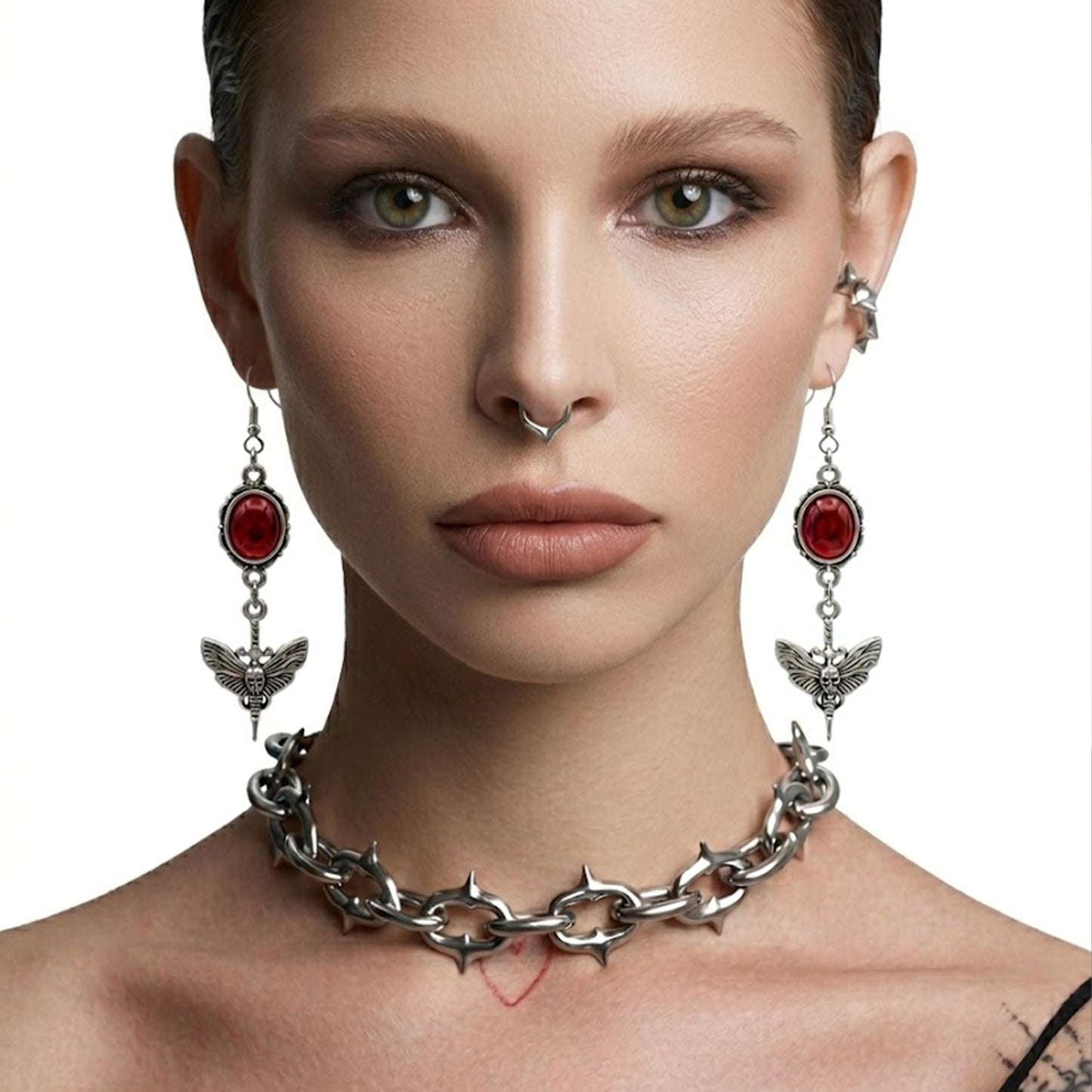 Goth Death's-Head Moth Dangle Earrings