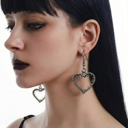 Spiked Heart Dangle Earrings