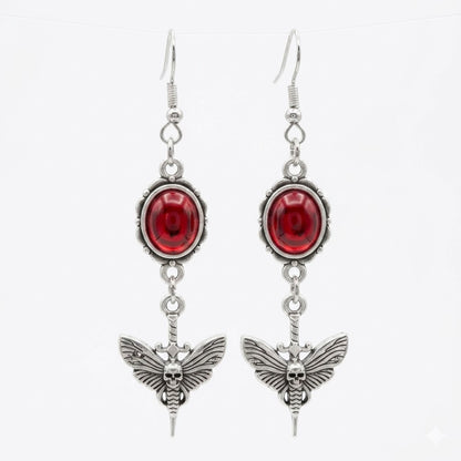 Goth Death's-Head Moth Dangle Earrings