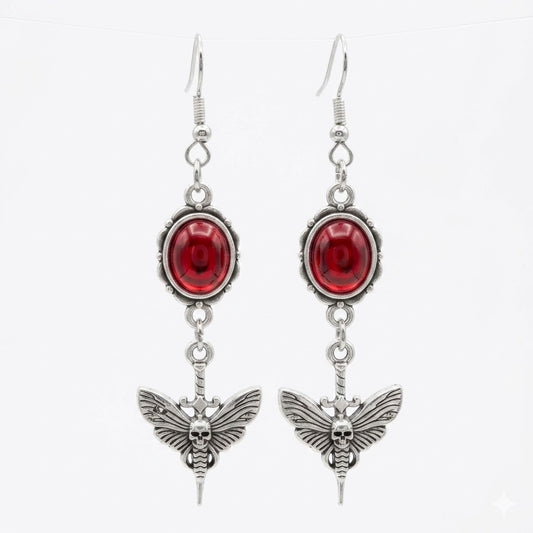 Goth Death's-Head Moth Dangle Earrings